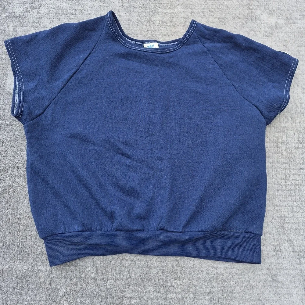 VTG 70s 80s Adidas Made in USA Rainbow Blue Light Ss Sweatshirt Size Men's L
